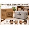 Foldable Storage Box with Lid - Durable Beige Checkered Organizer