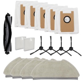 Replacement Parts for Airrobo T20+ - Replacement Parts 16-Piece Accessory Set with Side Brushes, Main Brushes, Filters, Dust Bags, Side Wipes, Spare Parts for Sweepers