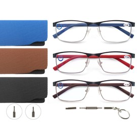 OLOMEE Reading Glasses Men Women Blue Light Blocking Rectangular Computer Readers +2.50 Anti Blue Ray Cheater Glasses 3 Pack