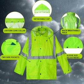 MaxTiner Rain Suits for Men Waterproof High Visibility Reflective Work Breathable Rain Gear for Men Waterproof Jacket and Pants(as1, alpha, xx_l,regular, Fluorescent color)