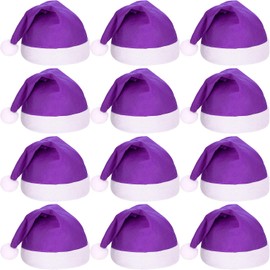 SATINIOR 12 Pieces Santa Hats Christmas Non Woven Fabric Hat for Holidays Xmas Party Supplies (Purple)
