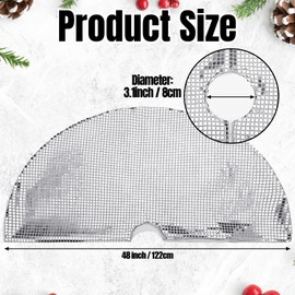Realspring 36inch Silver Christmas Tree Skirt Disco Xmas Tree Mat Sequin Bling Christmas Tree Skirt for Christmas Tree Decorations Ornaments Festival Holiday Party(48 Inch)