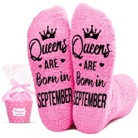 HAPPYPOP September Birthday Gifts for Women - Queen Gifts Birthday Happy Birthday Queen Socks, Socks for Her Female