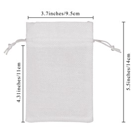 SumDirect White Burlap Gift Bags - 20P 3.7×5.5 inches Linen Favors Pounches with Drawstring for Gifts Jewelry Storage