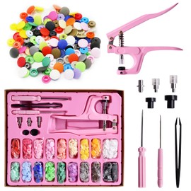 Botón de presión, broches de presion para ropa, 200 piezas botones de presion de resina T5, instalación y desmontaje integrados, alicates para botones a presion, para coser y manualidades (18 colores)