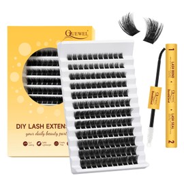 QUEWEL Lashes Cluster Mixed Length Natural Look Cluster Eyelashes Durable and Reusable DIY Eyelash Extension Thin Band for Personal Use at Home (FD-T03)