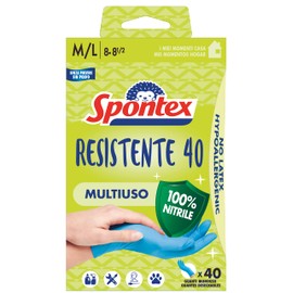 Spontex Pack of 40 Disposable Gloves, Hypoallergenic, Nitrile Gloves, Size M/L