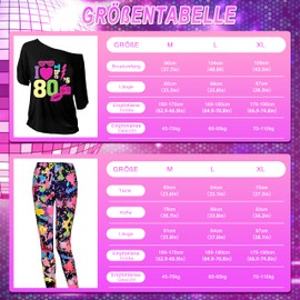 Aragallant 80s Outfit Women's Theme Party 80s Costume, Carnival Costume with T-Shirt, Tutu, Headband, Belt Bag, Earring, 80s Neon Party Costume for Girls (Multicoloured, XL)
