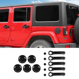 Hoolcar Exterior Door Handle Cover Tailgate Handle Cover Recess Guard Compatible with 2007-2017 Jeep Wrangler JK JKU Sports Sahara Freedom Rubicon Unlimited, Carbon Fiber, 15PCs