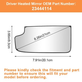 Senzeal Passenger Side Heated Mirror Upper Tow Mirror Glass Replacement for Chevy Silverado 1500 GMC Sierra 1500 2014-2017 Silverado 2500 3500 HD 2015-2017 Replaces 23444109 (Right Side)