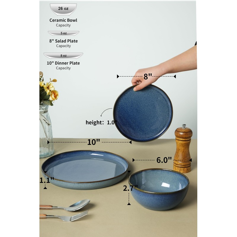 FOBENTA Ceramic Dinnerware Set,12 Piece Modern Dish Set for Stylish