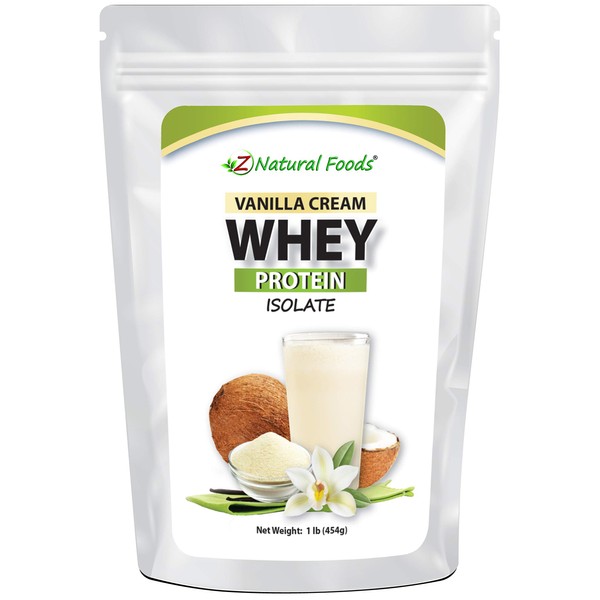 Z Natural Foods Vanilla Cream Whey Protein Isolate, Nutrition-Rich, Flavorful Protein Powder for Heart Health and Immunity, Great in Tea, Coffee, Smoothie, Non-GMO, Gluten-Free, Kosher, 1 lb.