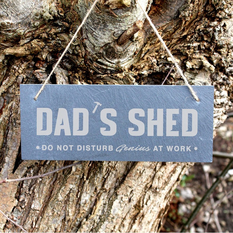 eBuyGB Dad's Shed Sign, Hanging Rectangle Slate Door Sign, 25x10cm