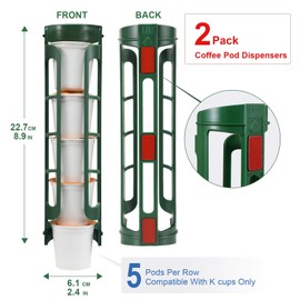 STORAGENIE Coffee Pod Holder for Keurig, Wall Mount Side Mount K Cup Storage, Perfect for Small Counters (2 Pack/for 10 Pods, EverGreen)