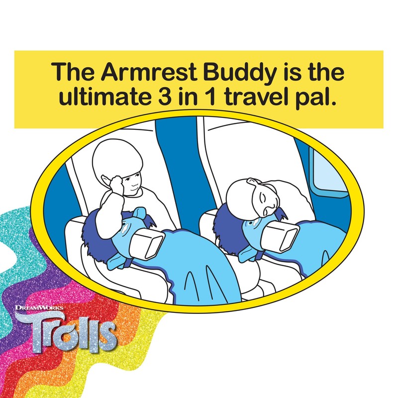 Trolls Armrest Buddy Stuffed Plush Travelling Toy With Blanket 13”