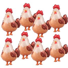 Palloncini a tema animali della fattoria, 8 pezzi, gallina, gallina, gallina, in alluminio, decorazioni per feste a tema fattoria