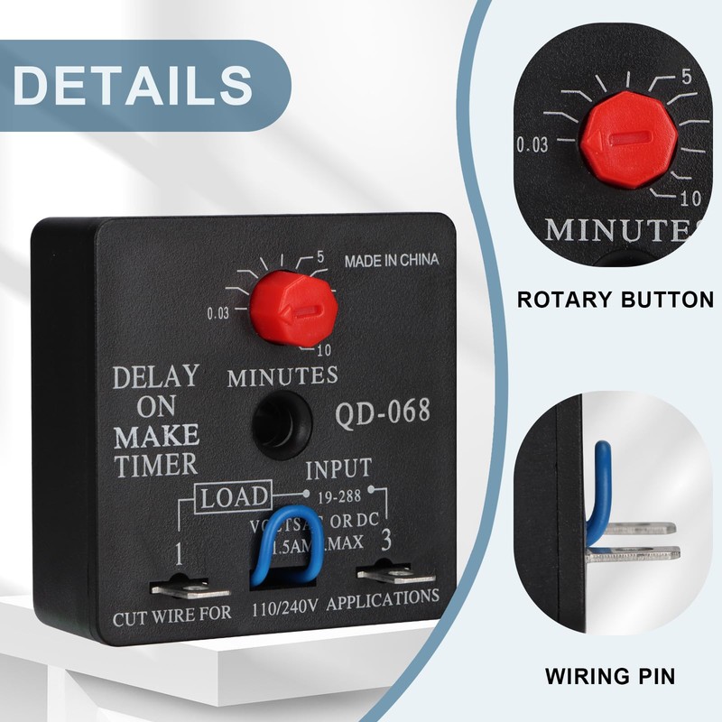 Weasch - Delay Timer, QD-068, 0.03 to 10 Minutes, Adjustable