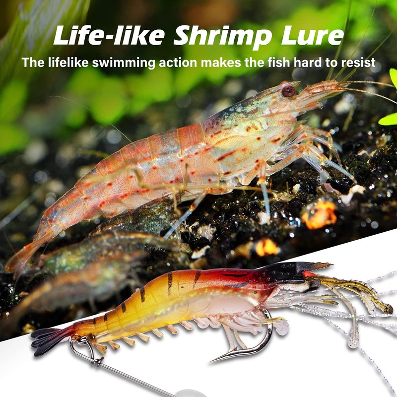 Goture Soft Plastic Lures Artificial Bait Luminous Shrimp Fishing Lure
