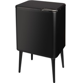 Home-Complete Trash Can - 8.7-Gallon Trash Can with Lid, Removable Legs, and 3L Recycling/Compost Bin - Odor-Resistant Kitchen Garbage Bin (Black)