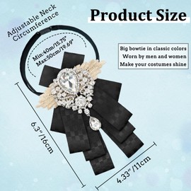 Luckyvestir Womens Mens Bow Tie, Ribbon Rhinestone Crystal Bowknot Tie for Wedding Party (black 4)