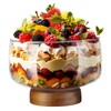 NiHome 123oz Large Glass Trifle Bowl with Elegant Acacia Wood