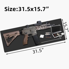 Miaozhun Gun Gleaning Mat for Pistol Rifle Shotgun, 31.5" x 15.7" Oil-Resistant Gun Cleaning Pad, Non-Slip Waterproof Leather Workbench Mat Desk Pad for Craft Gunsmith Maintenance (Black)