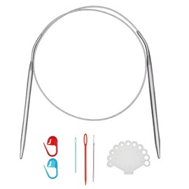 24inch (60cm) Stainless Steel Circular Knitting Needle Size US 8 (5.0mm) Metal Knitting Needles Set for Making Sweater Shawl Scarf