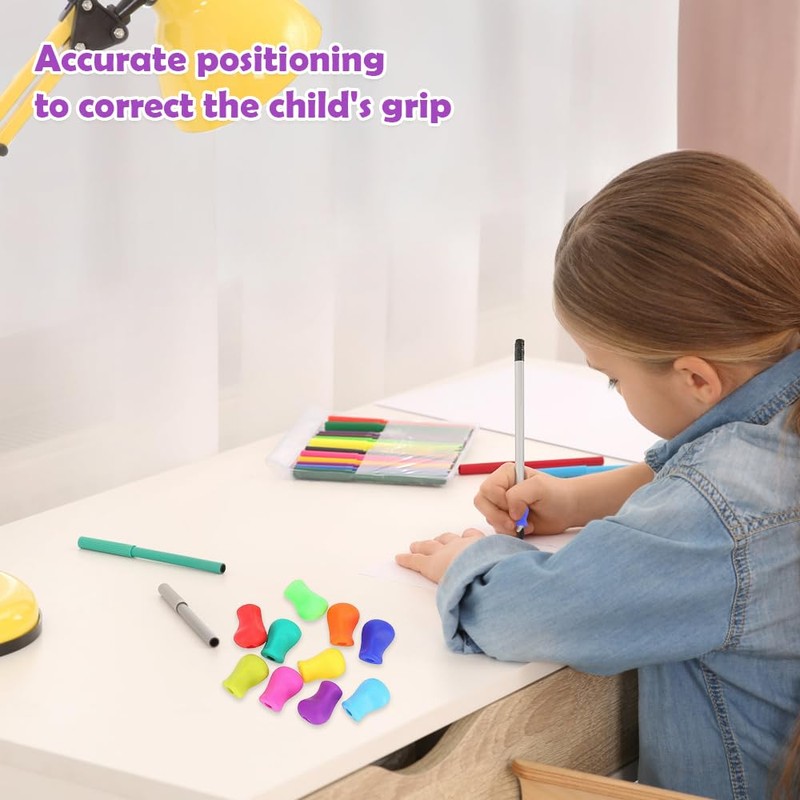 AKSIQIOL 10 Pcs Pencil Grips for Children & Adults, Handwriting