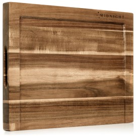 Midnight Board- Acacia Wood Cutting Board, Grooved Edge Design