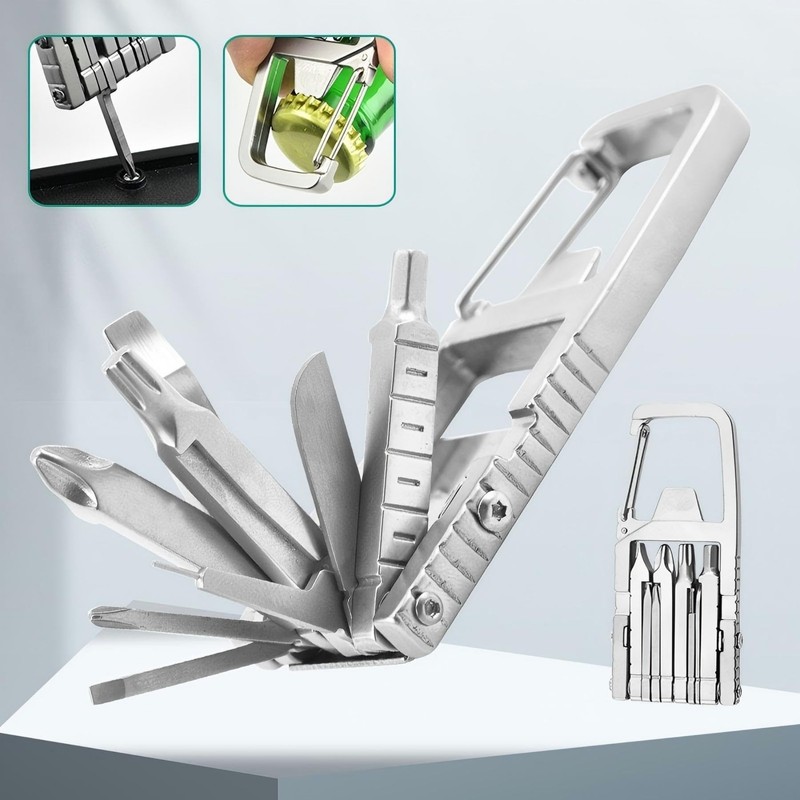 Multi-Functional Stainless Steel Pocket Tool – 13-in-1 Portable Folding Tool