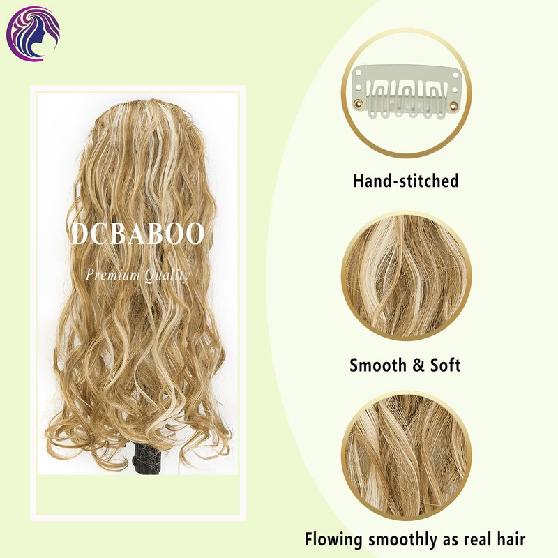 Dcbaboo Clip-In Hair Extensions, Wavy, 7 Pieces, 50 cm Hair