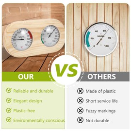 2-in-1 Sauna Thermometer, High Accuracy Sauna Accessories Hygrometer, Wood Sauna Thermo-Hygrometer, Digital Thermometer Hygrometer for Steam Room Sauna Room