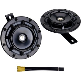 FARBIN 12v Loud Car Horn Metal Twin Disc Horns with Button Switch Electric Truck Horn