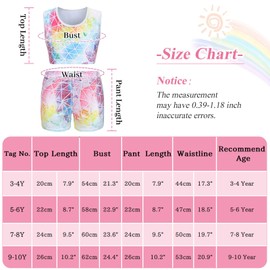 SEAUR Girls Gymnastics Outfit Two Piece Dance Wear for Girls Athletic Sport Ballet Outfit Kids Girls Sleeveless Gymnastics Leotard with Shorts 7-8T