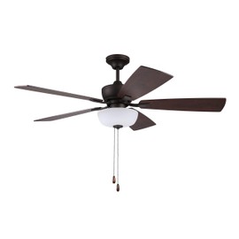 Litex Industries SG52EB5L Litex Sigrid Modern 52”Ceiling Fan Bronze Finish with 5 Sienna/Driftwood Reversible Blades, UL Rated, 70 inch x 72 inch