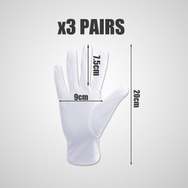 DUINIU 3 Pairs of White Gloves, Cotton Gloves, Burn Cotton Gloves, Padded Gloves, Gloves Gentleman White, Neurodermatitis Gloves for Protection Against Burns