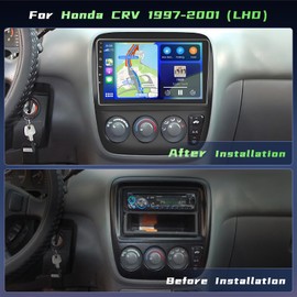 2+64G Hikity for Honda CRV 1997-2001 Android Car Stereo Radio Dash Kit, with Wireless Carplay Android Auto 9'' Touch Screen Radio GPS WiFi Bluetooth Mirror Link SWC Backup Camera