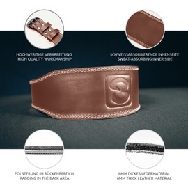 Weight-lifting belt, weightlifting belt, strength training, gym belt, weightlifting, powerlifting belt for weight sports such as deadlift, squats and body building, fitness belt with padding, brown