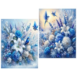 Clendo 2 Packs 5D Diamond Painting Kits for Adult, Birds Flower Diamond Art Kits for Beginners, DIY Full Drill Floral Diamond Dot Gem Art Kits for Home Decor 12 x 16 Inch