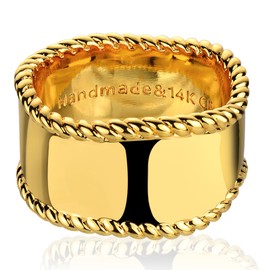 Jenosy 14K Gold-Plated Ring Gold Women's Thick Rings Gold Huggie Golden Rings Hypoallergenic Gold Jewellery for Women and Girls Size 6-8, Gold overlay