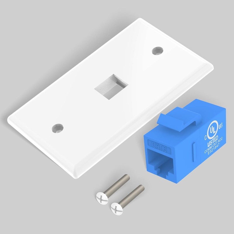 VCE Ethernet Wall Plate (UL-listed) 1-Pack, CAT6 Ethernet Wall Outlet