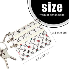Small Coin Purse, Leather Wallet Credit Card Wallet with Three Compartments, Zip, Key Ring, Small Wallet Business Card Mini Wallet for Women, Key Bag, Purse, Women's White