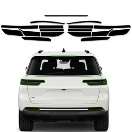 MusTree Precut Taillights Tail Light Tint Cover Fit for Jeep Grand Cherokee L 2022 2023 Accessories with Adhesive Gloss Dark Smoke Wrap Overlay (Full Tail Light)