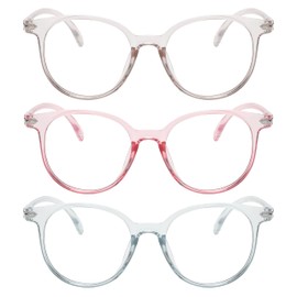 OWL Clear Lens Anti Glare Digital Eyestrain Blue Light Glasses for Women Men - UV400 Ray Protection Eyewear - Ideal Use for Computer, Reading, Games, Phones & TV Screens - Beige, Pink, Clear