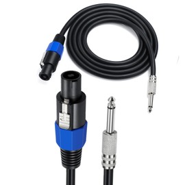 MOTONG 12AWG Speakon to 6.35mm 1/4 inch Speaker Cable 6FT, Professional Heavy Duty Copper Speakon to 6.35 TS Speaker Male to Male Audio DJ Cable Cord with Twist Lock