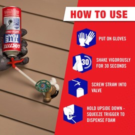 Loctite Tite Foam Gaps & Cracks Spray Foam Sealant, 12 fl oz Can, 1 Pack - Polyurethane Expanding Insulation