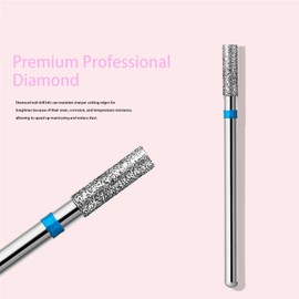10pcs Safety Flat Barrel Cuticle Drill Bits, Carbide Diamond Nail Bits for Dead Skin Removal & Nail Shaping, 3/32'' Two Way Rotate, Professional Manicure Pedicure Salon Tools, Medium-M
