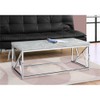 Monarch Specialties Coffee Table-Grey Cement With Chrome Metal