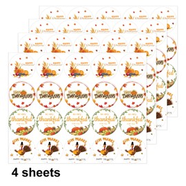 Happy Thanksgiving Stickers, Thanksgiving Thank You Label Stickers, Thanksgiving Fall Autumn Harvest Party Favors Decorations Supplies (2 Inch)