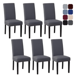 AMFUN Set of 6 Stretch Dining Chair Slipcover, Dining Chair Covers, Removable Washable Dining Chair Seat Cover, Stretch Spandex Chair Slipcover, Elastic Chair Protector for Hotel Restaurant Banquet